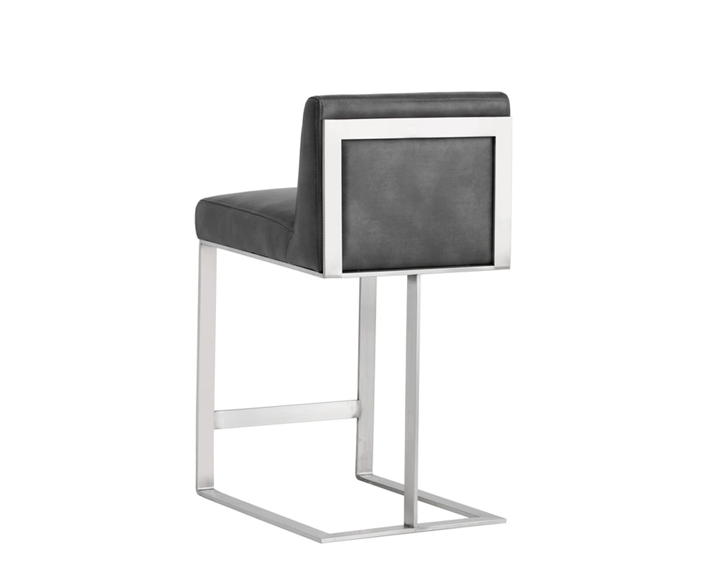 Sunpan Dean Counter Stool - Stainless Steel - Cantina Black/Magnetite/White