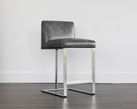 Sunpan Dean Counter Stool - Stainless Steel - Cantina Black/Magnetite/White