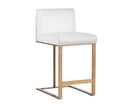 Sunpan Dean Counter Stool In Antique Brass And Cantina Black/White