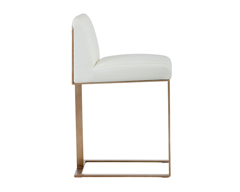 Sunpan Dean Counter Stool In Antique Brass And Cantina Black/White
