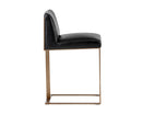 Sunpan Dean Counter Stool In Antique Brass And Cantina Black/White