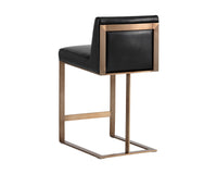 Sunpan Dean Counter Stool In Antique Brass And Cantina Black/White