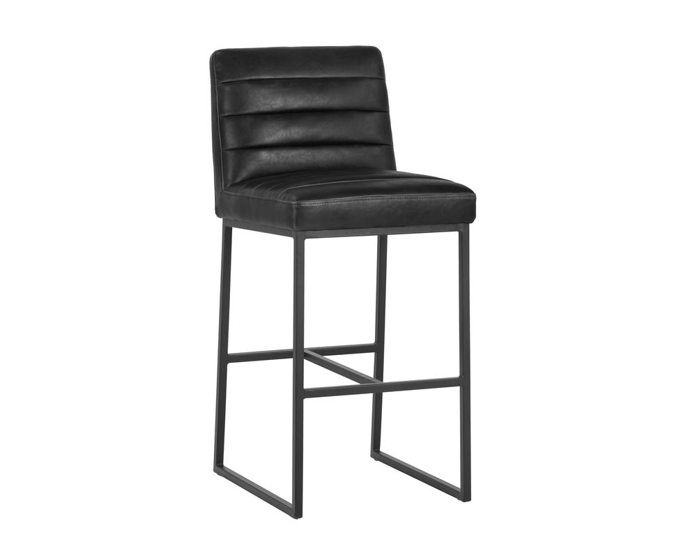 SUNPAN Spyros Barstool in Coal Black/Havana Dark Brown/Overcast Grey