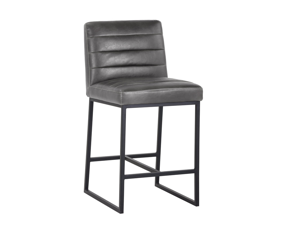 Sunpan Spyros Counter Stool - Coal Black/Havana Dark Brown/Overcast Grey