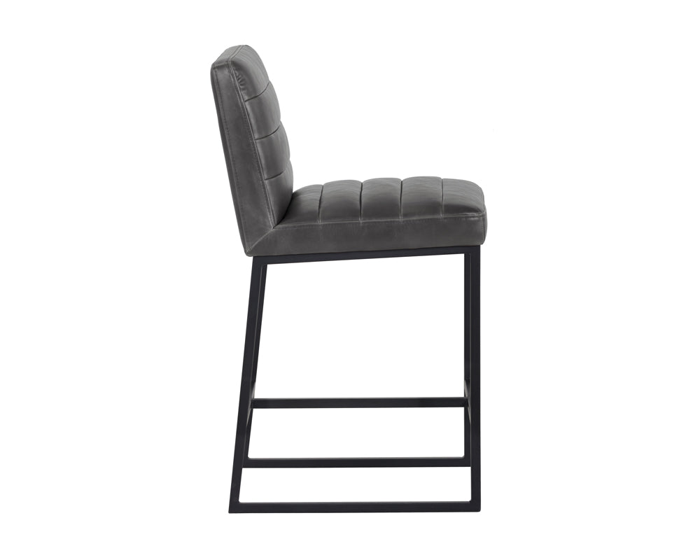 Sunpan Spyros Counter Stool - Coal Black/Havana Dark Brown/Overcast Grey