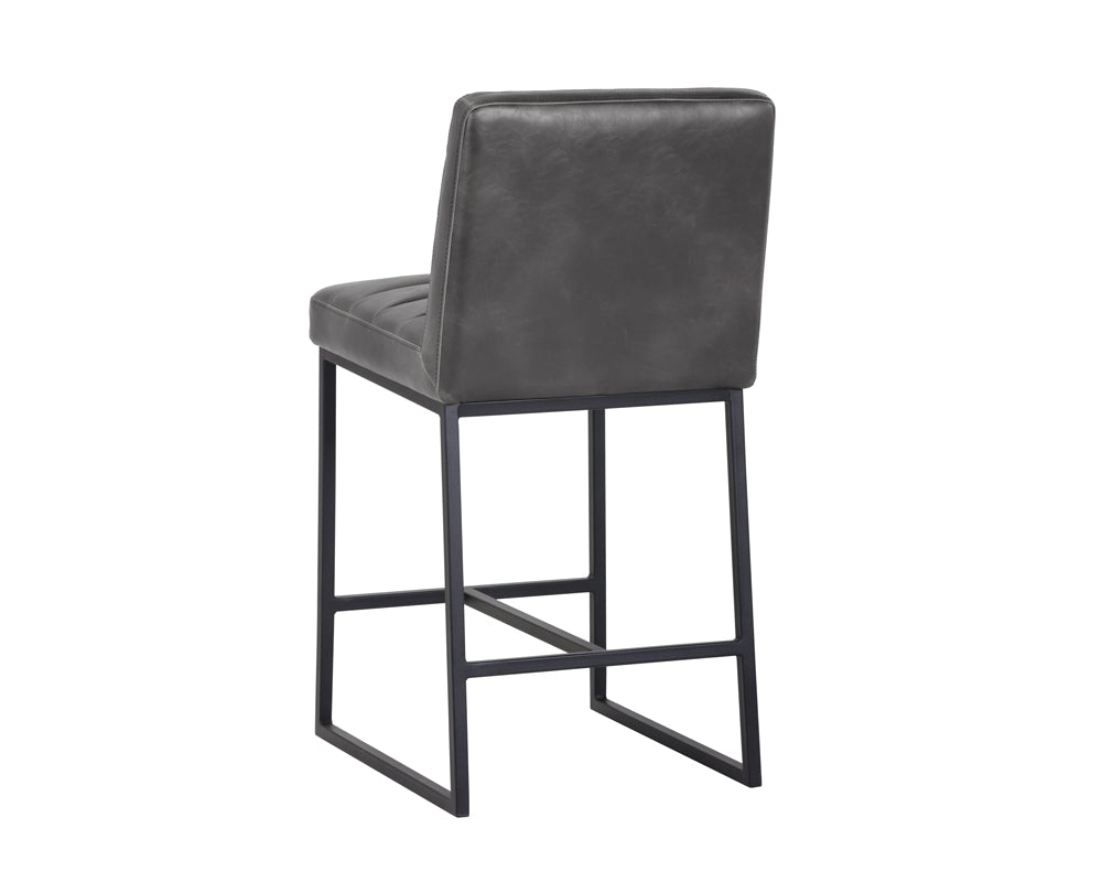 Sunpan Spyros Counter Stool - Coal Black/Havana Dark Brown/Overcast Grey