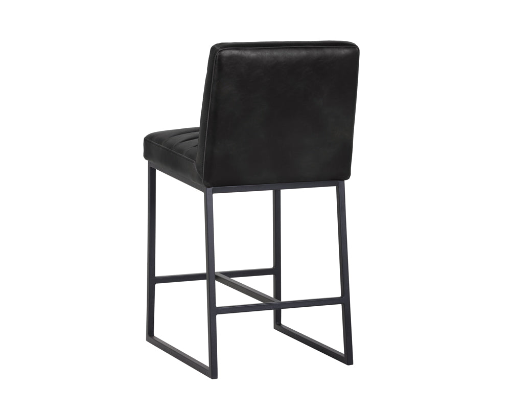Sunpan Spyros Counter Stool - Coal Black/Havana Dark Brown/Overcast Grey