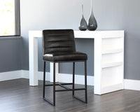 Sunpan Spyros Counter Stool - Coal Black/Havana Dark Brown/Overcast Grey