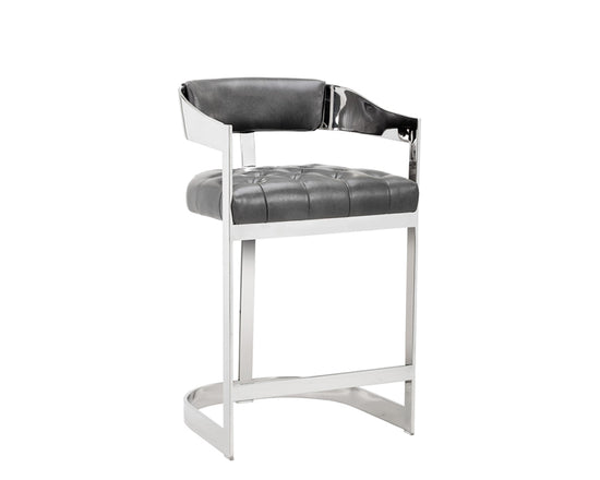 Sunpan Beaumont Counter Stool in Stainless Steel and Cantina Magnetite