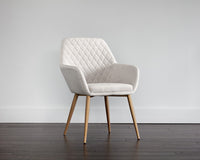 Sunpan Jayna Dining Armchair - Black And Polo Club Stone/Champagne Gold And Antonio Linen