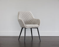 Sunpan Jayna Dining Armchair - Black And Polo Club Stone/Champagne Gold And Antonio Linen