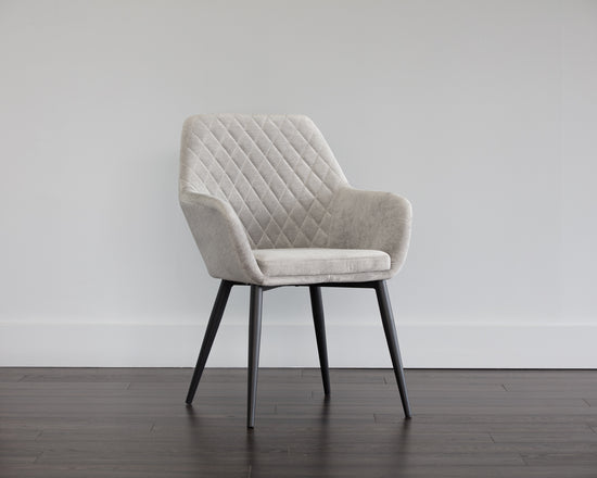 Sunpan Jayna Dining Armchair - Black And Polo Club Stone/Champagne Gold And Antonio Linen