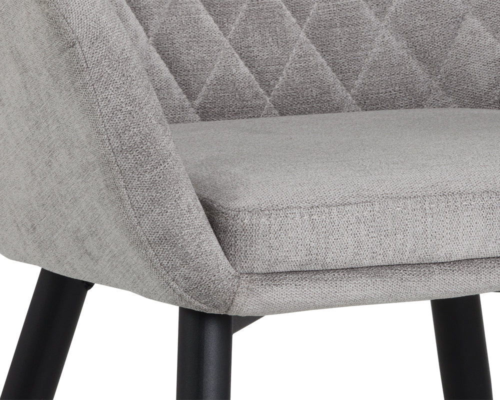 Sunpan Jayna Dining Armchair - Black And Polo Club Stone/Champagne Gold And Antonio Linen