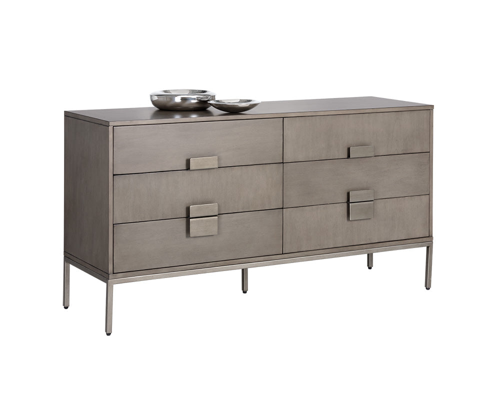 Sunpan Jade Dresser - Antique Brass In Dark Mango/Ash Grey
