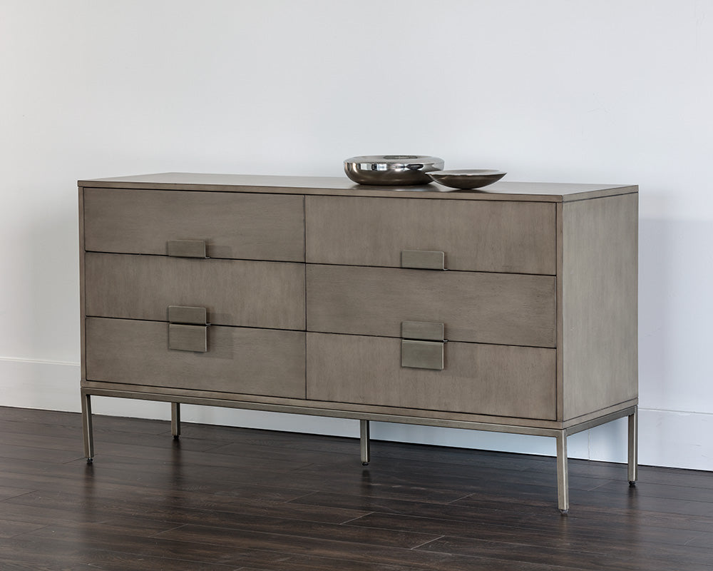 Sunpan Jade Dresser - Antique Brass In Dark Mango/Ash Grey