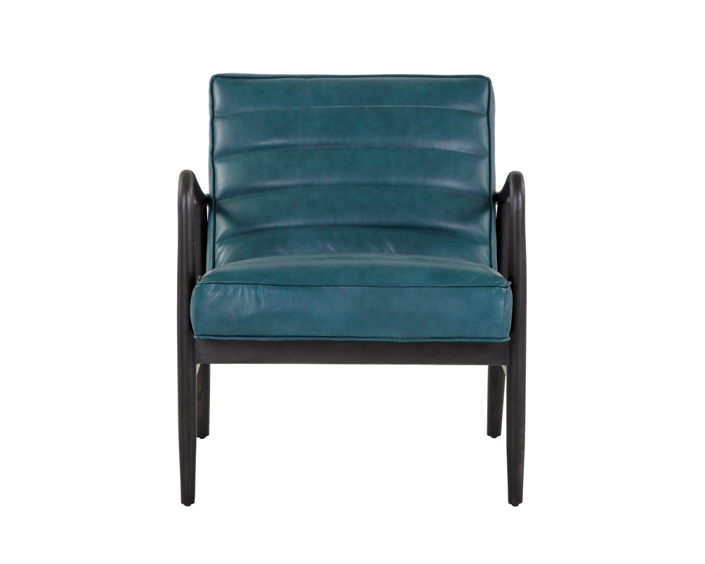 Sunpan Lyric Lounge Chair in Vintage Peacock / Vanilla Leather / Caramel Leather