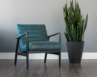 Sunpan Lyric Lounge Chair in Vintage Peacock / Vanilla Leather / Caramel Leather