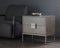 Sunpan Jade Nightstand - Antique Brass and Dark Mango/Antique Silver and Ash Grey