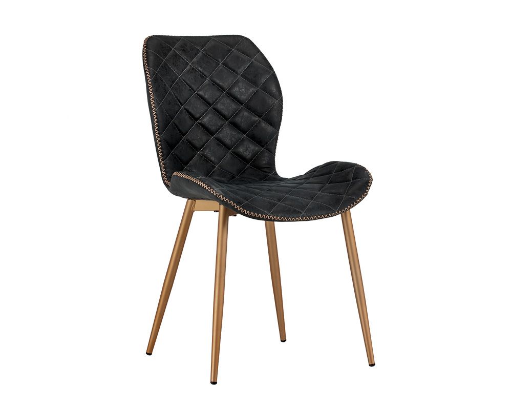 Sunpan Lyla Dining Chair - Champagne Gold - Antique Black - Set of Two