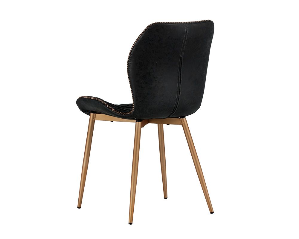 Sunpan Lyla Dining Chair - Champagne Gold - Antique Black - Set of Two