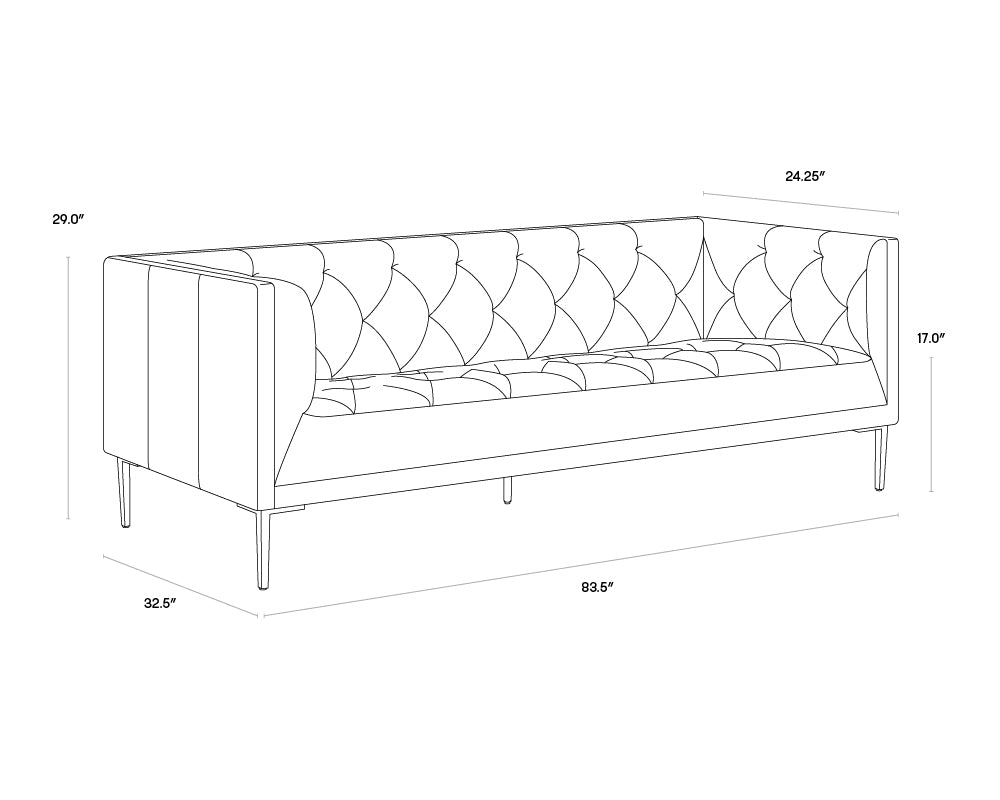 Sunpan Westin Sofa - Vintage Black Night/Caramel/Peacock/Steel Gray/Vanilla Leather