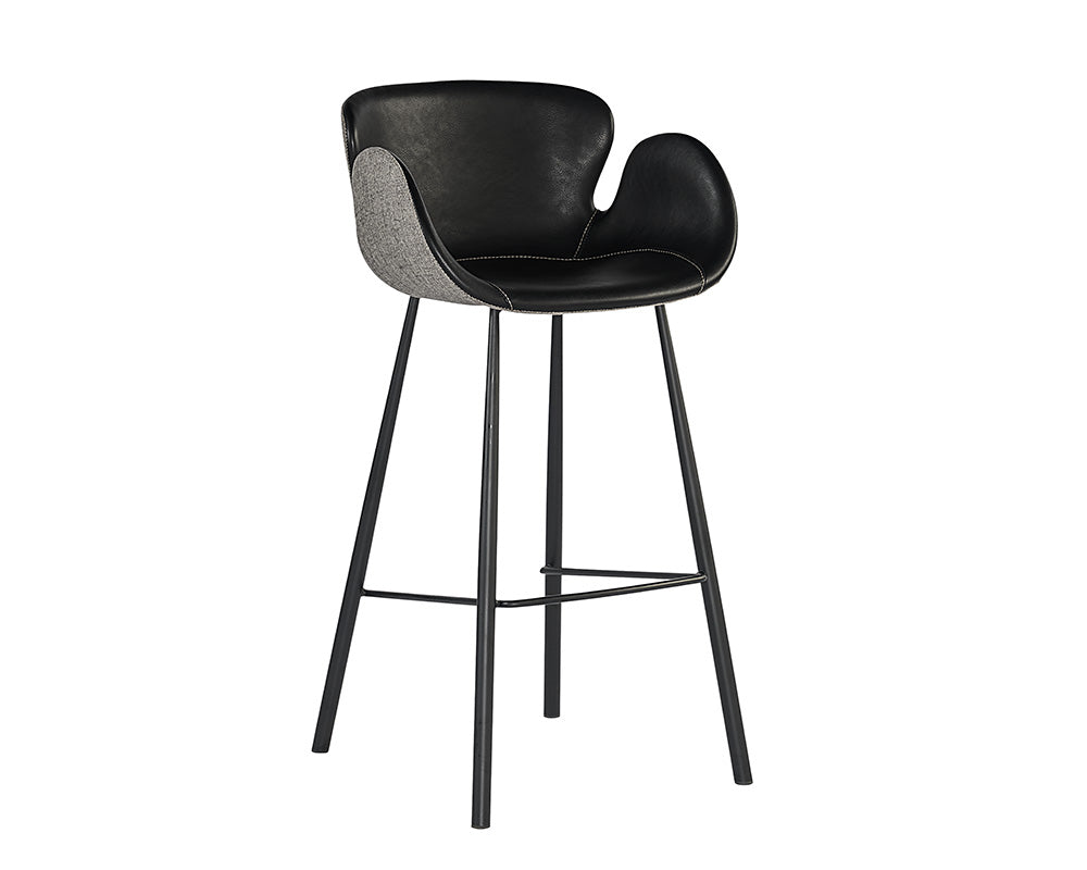 Sunpan Waldo Barstool - Nightfall Black and November Grey