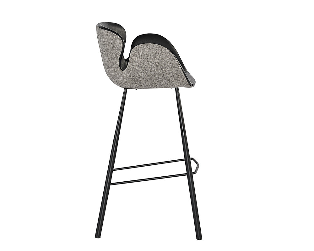 Sunpan Waldo Barstool - Nightfall Black and November Grey