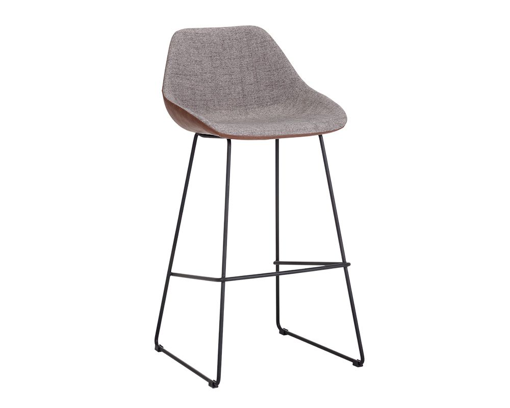 Sunpan Mccoy Barstool - November Grey and Cinnamon Brown/Nightfall Black