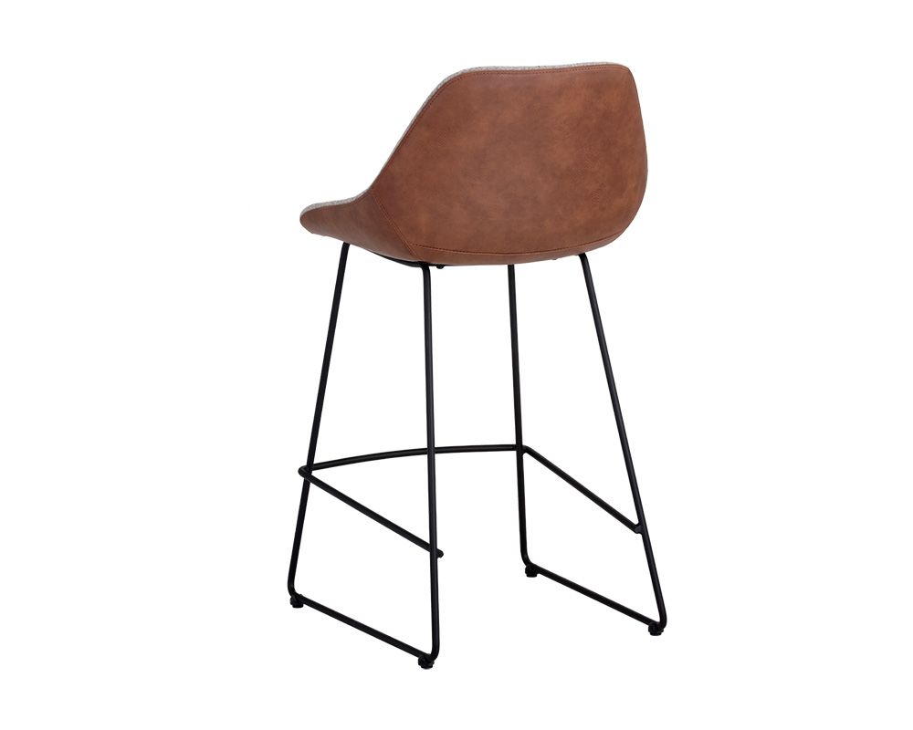 Sunpan Mccoy Counter Stool - November Grey and Cinnamon Brown/Nightfall Black