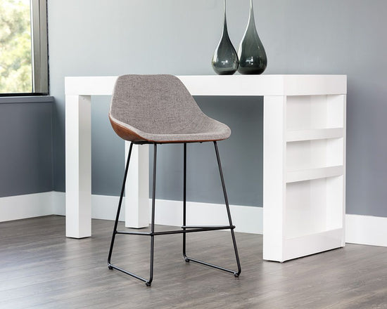 Sunpan Mccoy Counter Stool - November Grey and Cinnamon Brown/Nightfall Black