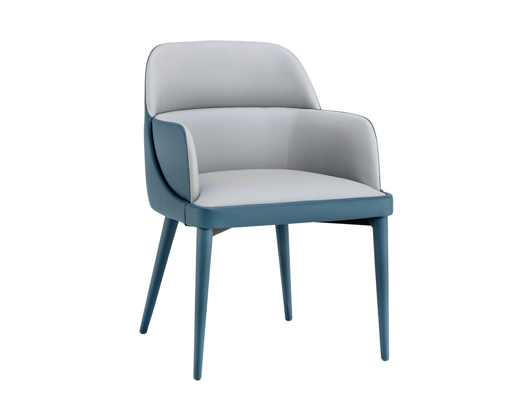 Sunpan Hagan Dining Armchair - Dillon Cream and Dillon Black/Dillon Steel And Dillon Williamsburg
