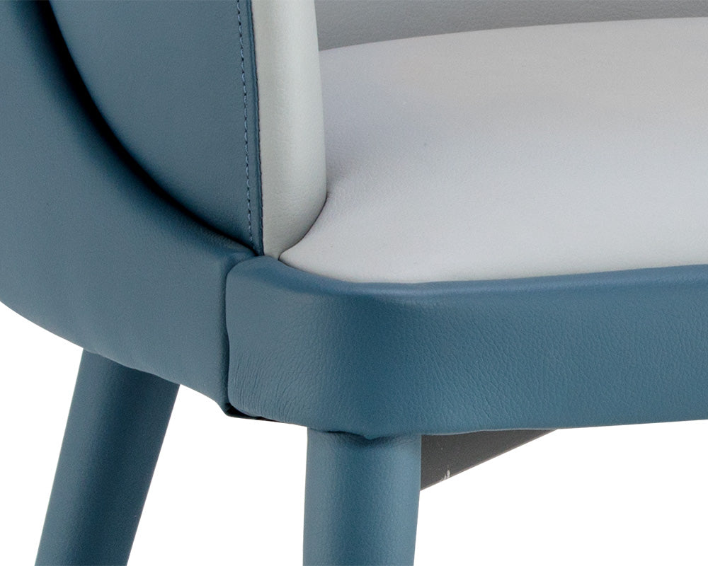 Sunpan Hagan Dining Armchair - Dillon Cream and Dillon Black/Dillon Steel And Dillon Williamsburg