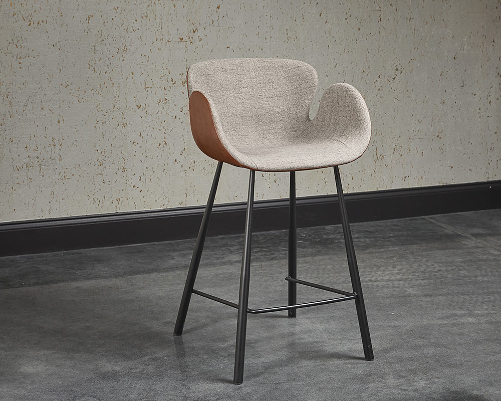 Sunpan Waldo Counter Stool in November Grey and Cinnamon Brown