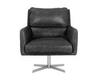 Sunpan Easton Swivel Lounge Chair - Marseille Black/Camel Leather