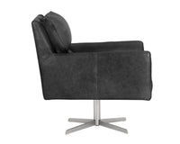 Sunpan Easton Swivel Lounge Chair - Marseille Black/Camel Leather
