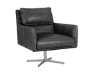 Sunpan Easton Swivel Lounge Chair - Marseille Black/Camel Leather