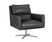 Sunpan Easton Swivel Lounge Chair - Marseille Black/Camel Leather