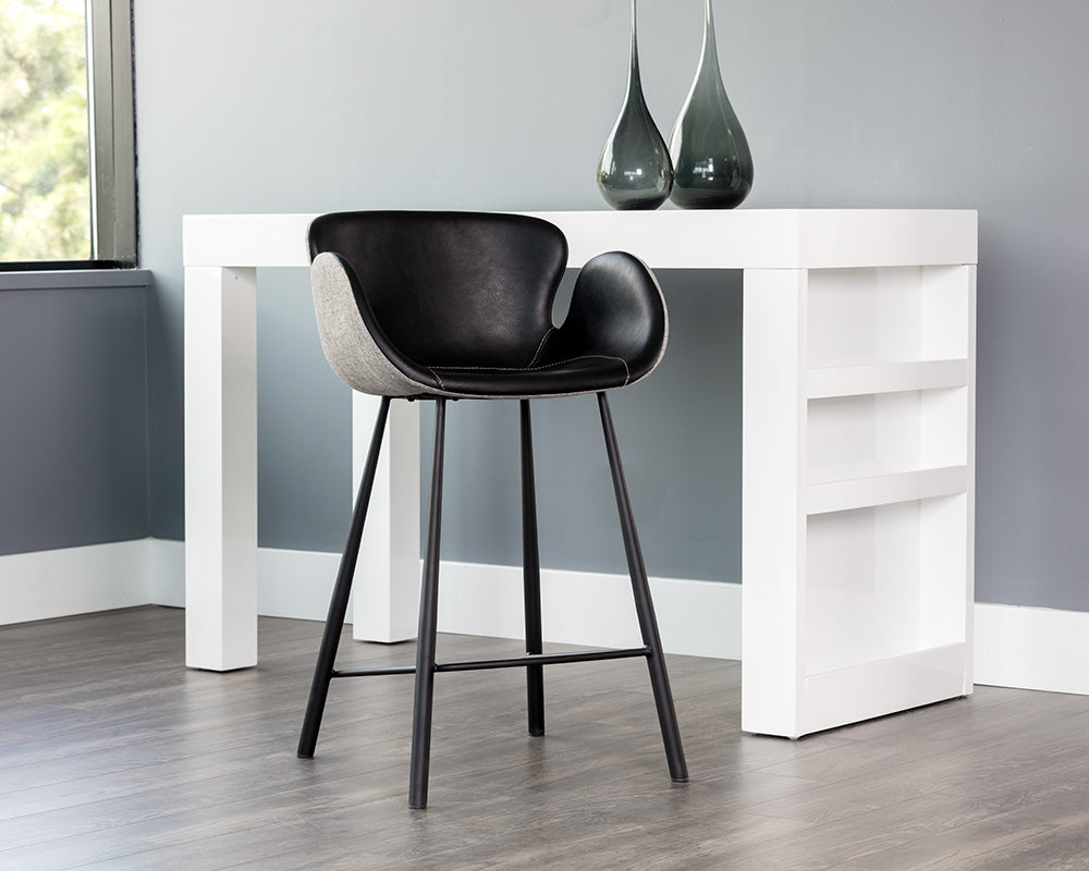 Sunpan Waldo Counter Stool in November Grey and Cinnamon Brown