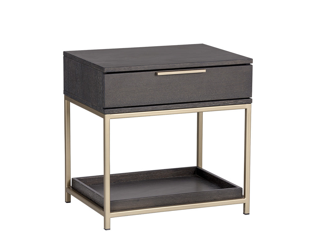 Sunpan Rebel Nightstand - Black and Taupe/Gold And Charcoal Grey/Raw Umber