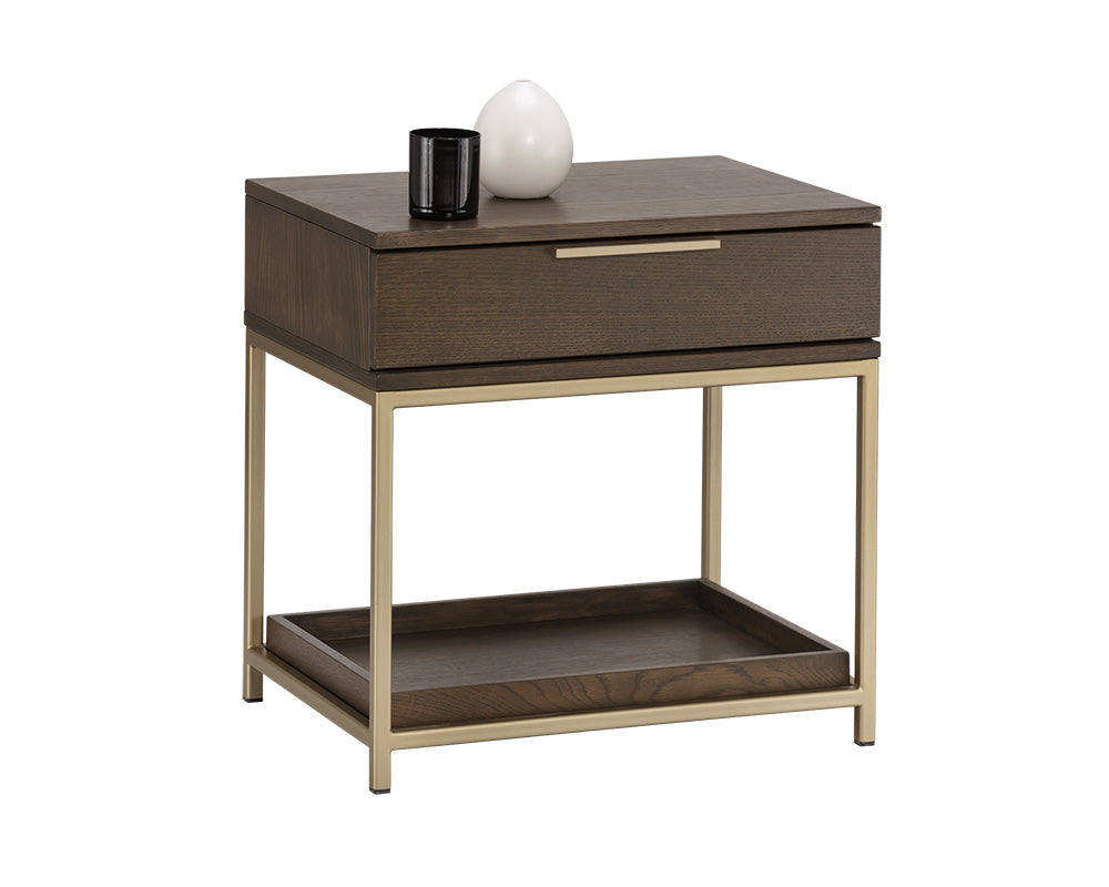 Sunpan Rebel Nightstand - Black and Taupe/Gold And Charcoal Grey/Raw Umber