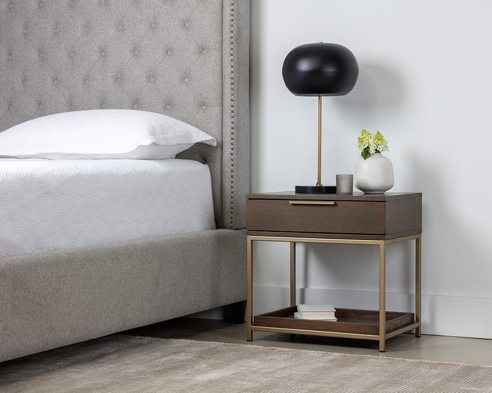 Sunpan Rebel Nightstand - Black and Taupe/Gold And Charcoal Grey/Raw Umber