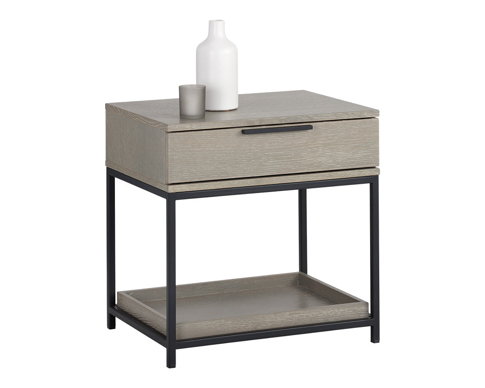 Sunpan Rebel Nightstand - Black and Taupe/Gold And Charcoal Grey/Raw Umber