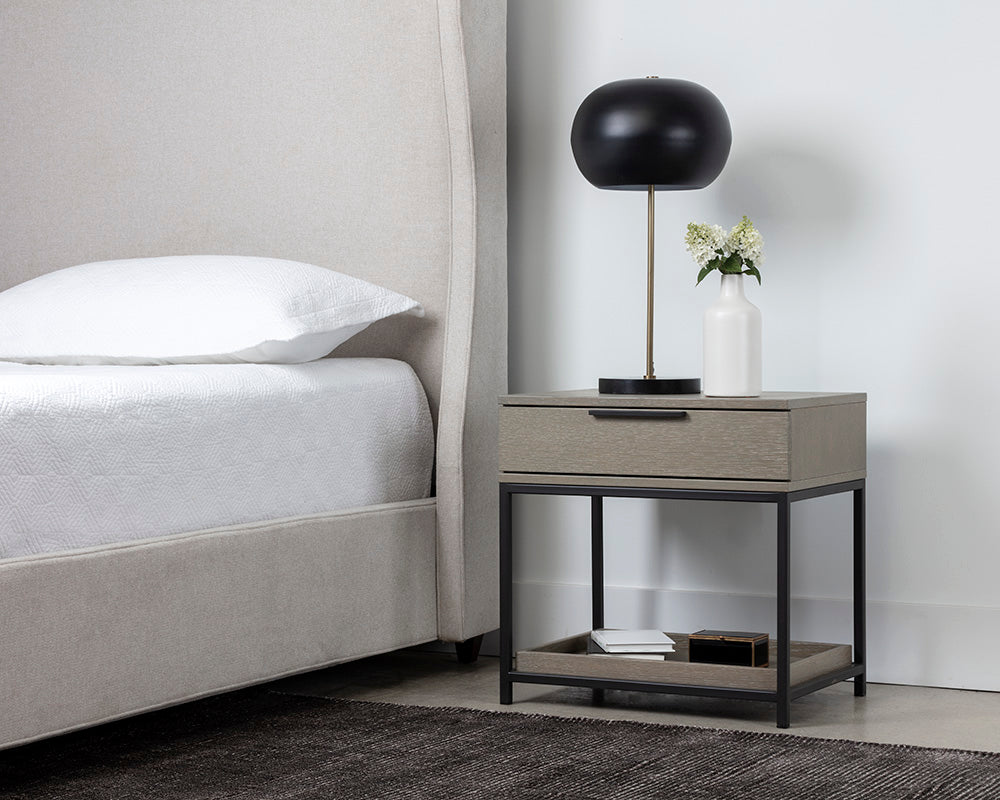Sunpan Rebel Nightstand - Black and Taupe/Gold And Charcoal Grey/Raw Umber