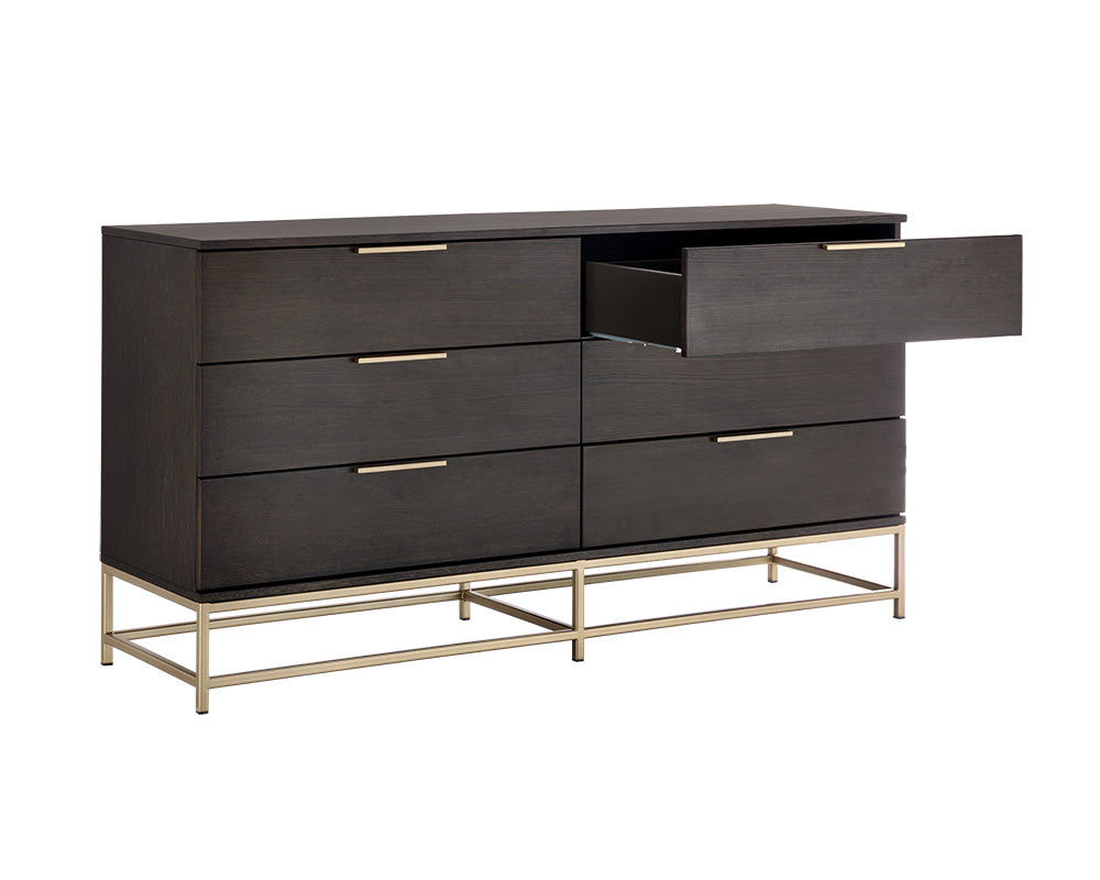 Sunpan Rebel Dresser In Gold and Charcoal Grey