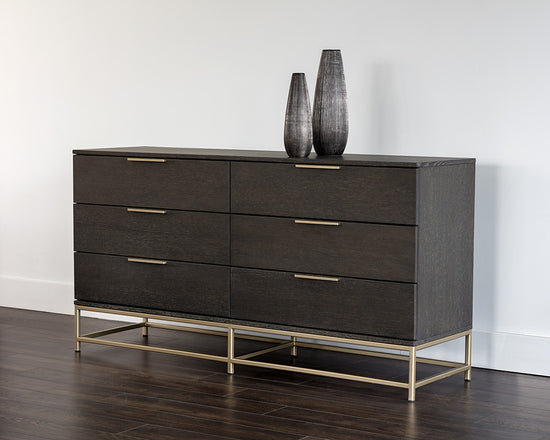 Sunpan Rebel Dresser In Gold and Charcoal Grey