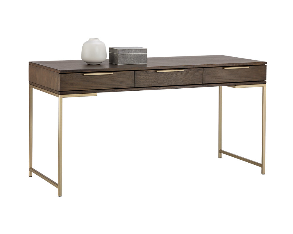 Sunpan Rebel Desk in Black with Taupe / Raw Umber / Champagne Gold - Cream