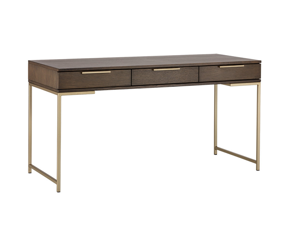 Sunpan Rebel Desk in Black with Taupe / Raw Umber / Champagne Gold - Cream