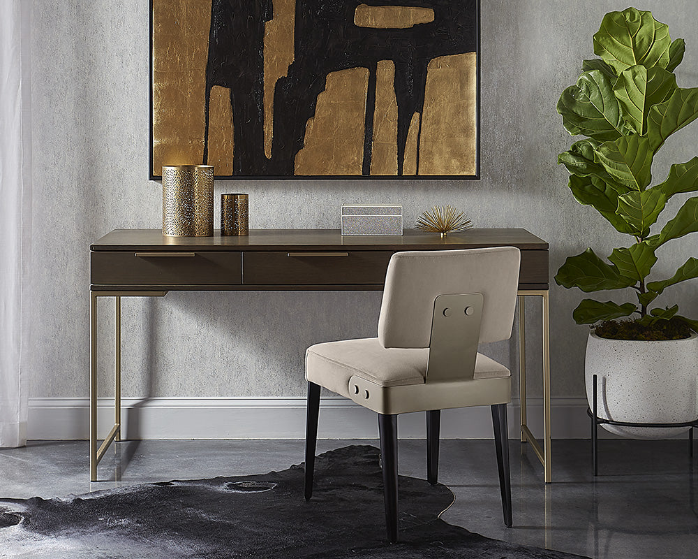 Sunpan Rebel Desk in Black with Taupe / Raw Umber / Champagne Gold - Cream