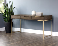 Sunpan Rebel Desk in Black with Taupe / Raw Umber / Champagne Gold - Cream