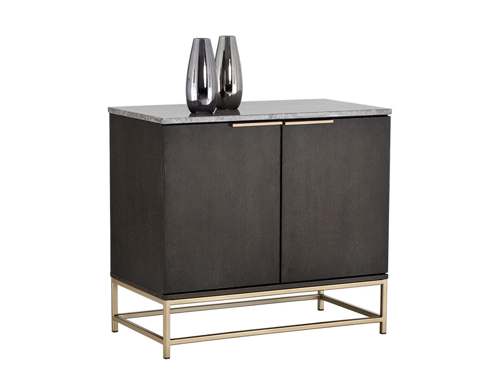 Sunpan Rebel Sideboard - Gold - Light Grey Marble / Charcoal Grey